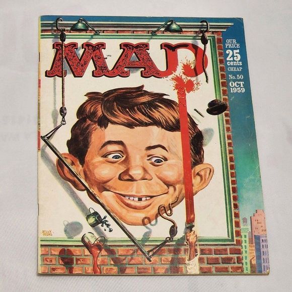 October 1959 MAD MAGAZINE #50 ALFRED WATCHING‎ A DISASTER! cover. VG Collector - Picture 1 of 5